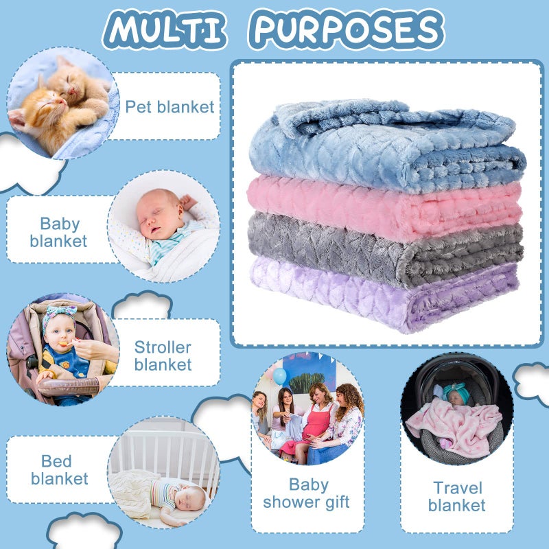 Frienda 4 Pcs Baby Fuzzy Blanket Fluffy Baby Blanket for Boys Girls Soft Warm Baby Receiving Blankets Nursery Bed Blanket Toddler Infant Newborn Receiving Blanket, 32 x 24 Inch (Elegant Color) - Image 3