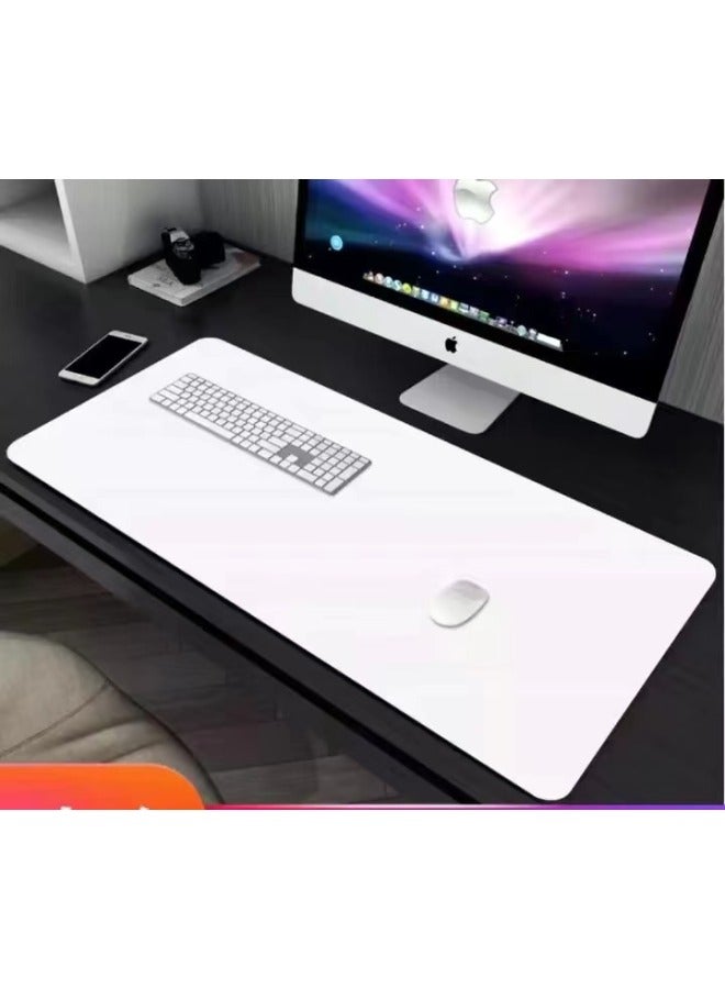 Source Leather Mouse Pad Oversized Desk Pad Office Computer Waterproof Student Writing Desk Pad Logo Printing-Color:70*30cm-Pattern:Single-sided White - Image 1