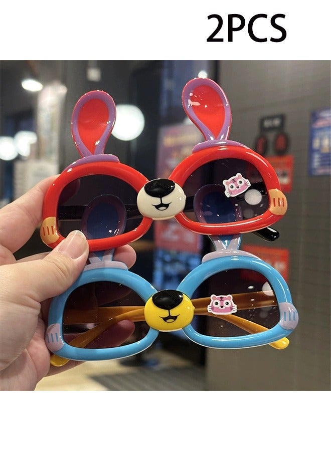 Vintage Cute Round Sunglasses for Kids, Girls and Boys UV400 Protective Sunglasses, Cute Bunny Ears Sunglasses