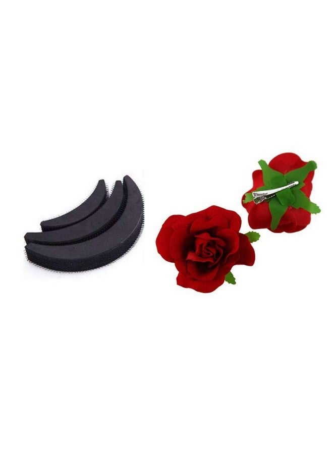 CHANDERKASH 3Pcs Banana Hair Puff Maker with Rose Clips for Womens/Girls_Hair Acessories - Image 1