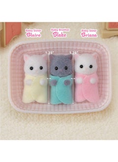 Calico Critters Calico Critters Persian Cat Triplets - Collectible Dollhouse Figures with Cradle Accessory  - Image 2