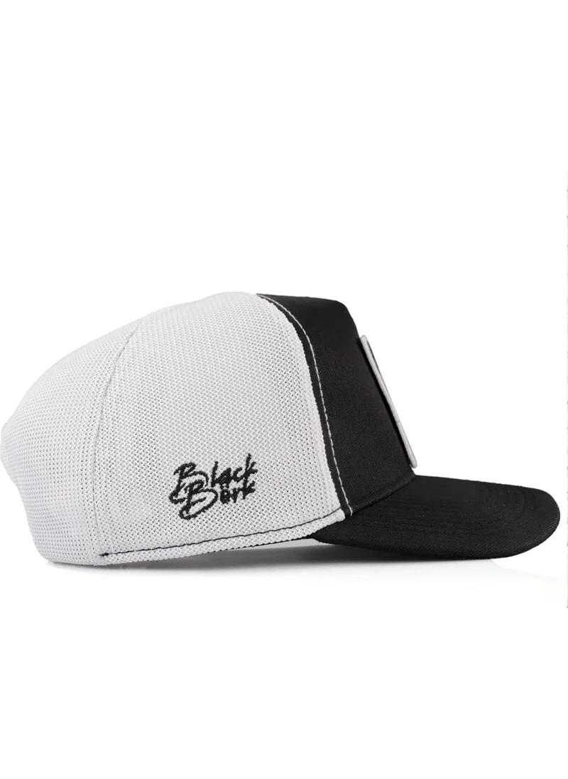 Black Börk V2 Trucker Simple - Unisex Black-White Cordura Fabric Hat (Cap) with 2 Code Logo