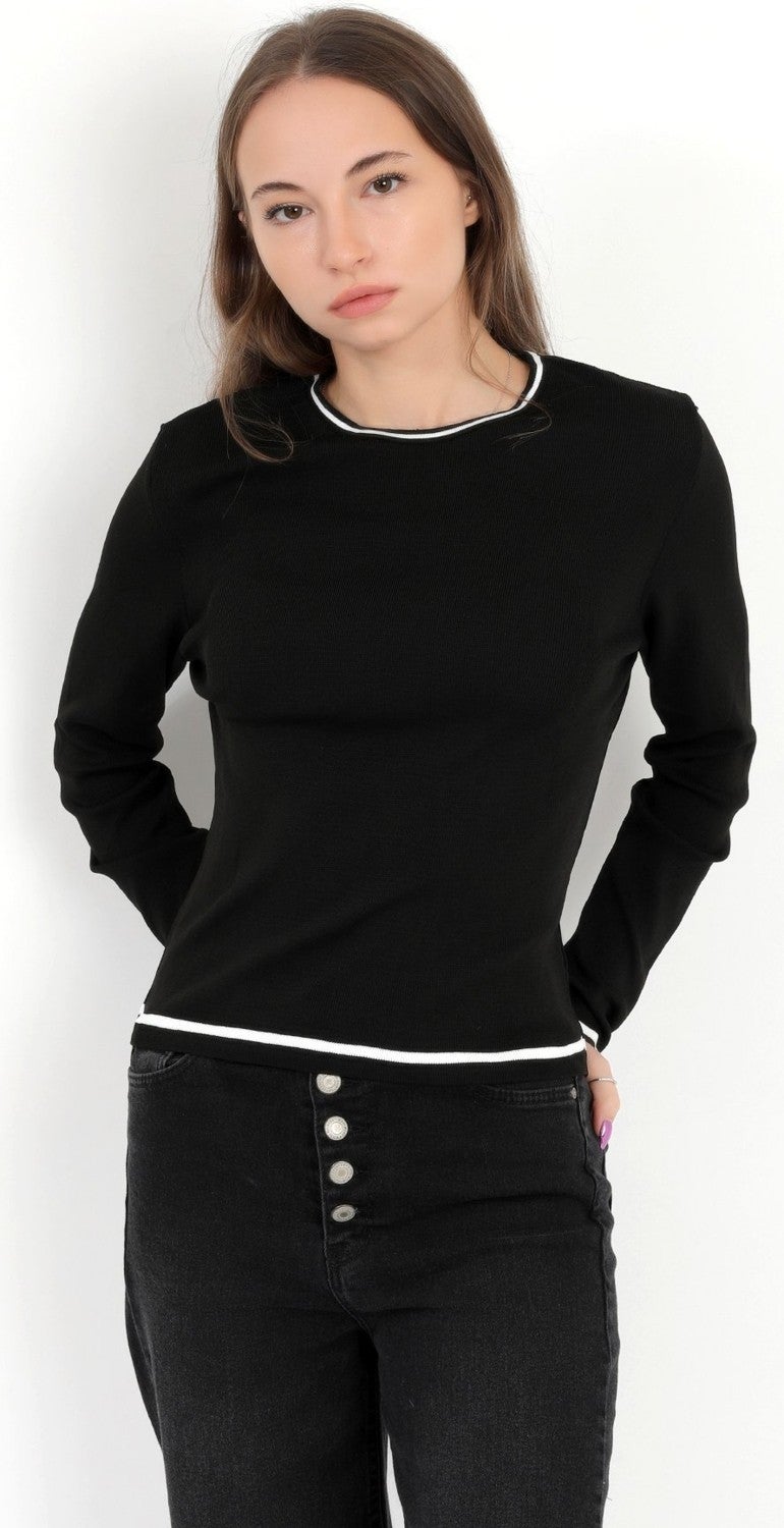 Giysa Women's Black 100% Polyamide Piping Crew Neck Knitwear Body - 2004 - Image 2