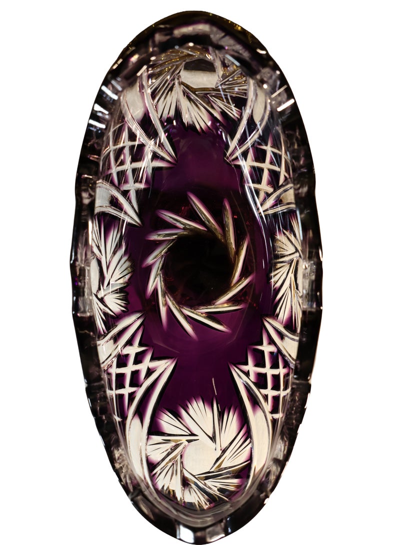 Crystal Candy Dish with Brass Base and Marble Details, Purple, 30 cm Height - Image 5