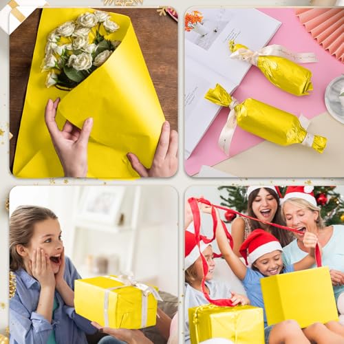Hlonon Yellow Tissue Paper for Gift Bags - 30 Sheets of Yellow Wrapping Tissue Paper Bulk for Weddings Birthday DIY Project Christmas Gift Wrapping Crafts Decor (14 x 20 Inch) - Image 4