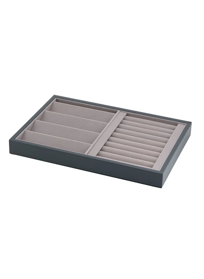 DANUBE HOME Danube Home Elsa Velvet Jewelry Organizer - 35X24X3.5 Cm Grey Stylish Solid Wood & Velvet Jewelry Storage Box For Rings, Necklaces, Earrings & Bracelets Decorative Home Accessories