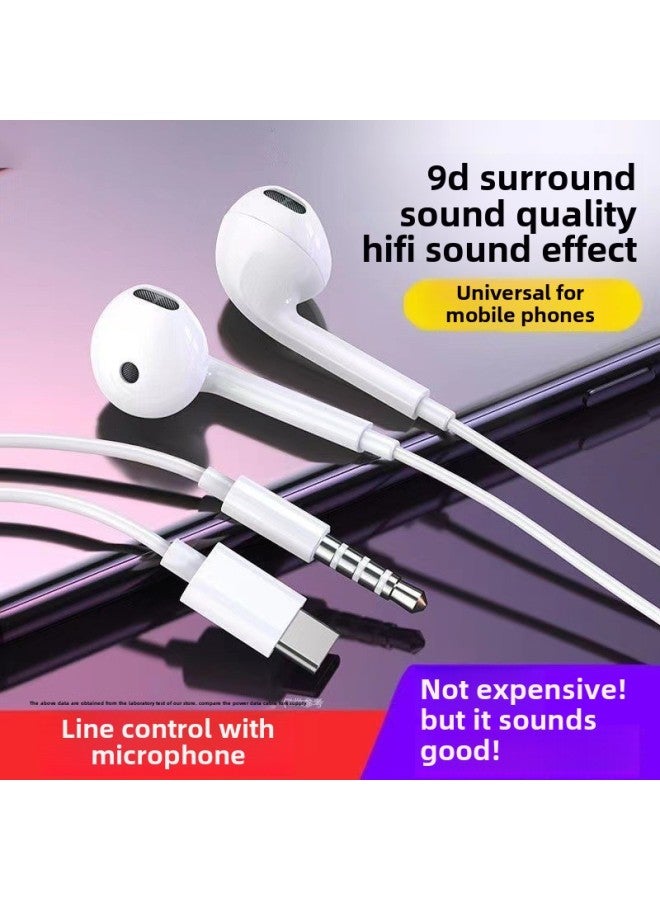 C Interface High Sound Quality With Microphone Universal In-ear Wired Headset Game 3.5mm Original Headset Type-Color:Two Sets (type-c Flat Mouth) With Microphone Adjustable Sound - Exclusive Version  3-year Warranty  - Image 2