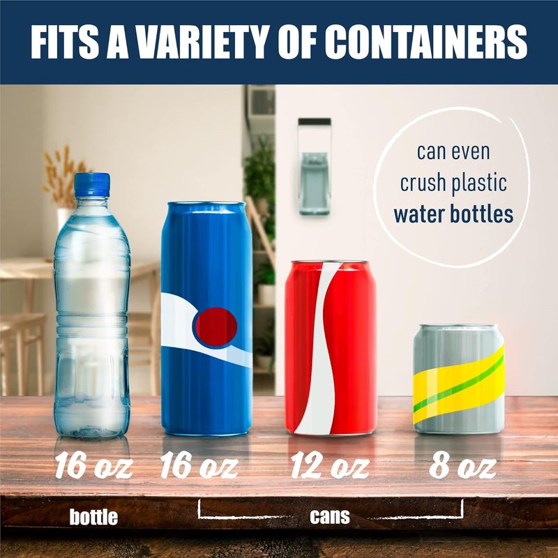 McKay 470ml Metal Can Crusher, Heavy-Duty Wall-Mounted Smasher for Aluminium Seltzer, Soda, Beer Cans and Bottles for Recycling - Grey - Image 5