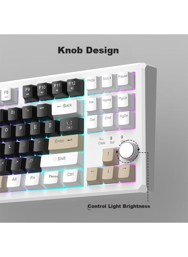 Magegee Sky 87 Tri-Mode Bluetooth Wireless Keyboard, 87-Key Full Hot-Swappable Mechanical Keyboard, E-Sports Gaming Keyboard, Gasket Customizable Keyboard, Mocha Brown Blue Whale Switch - Image 3