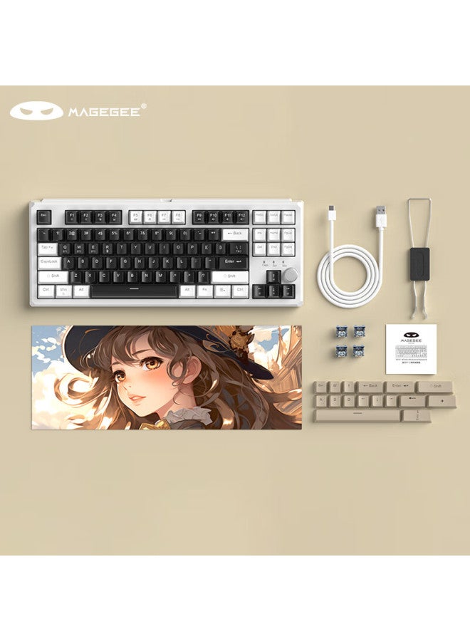 Magegee Sky 87 Tri-Mode Bluetooth Wireless Keyboard, 87-Key Full Hot-Swappable Mechanical Keyboard, E-Sports Gaming Keyboard, Gasket Customizable Keyboard, Mocha Brown Blue Whale Switch - Image 4