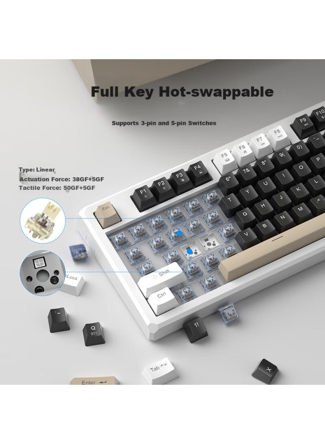 Magegee Sky 87 Tri-Mode Bluetooth Wireless Keyboard, 87-Key Full Hot-Swappable Mechanical Keyboard, E-Sports Gaming Keyboard, Gasket Customizable Keyboard, Mocha Brown Blue Whale Switch - Image 2