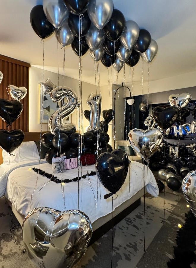 Haolongfa Black I Love You Balloons Kit, Large Foil Black Heart Balloons with Love Letter Banner Balloon, Modern Valentines Day Decorations for Romantic Surprise, Anniversary, Proposal - Image 4