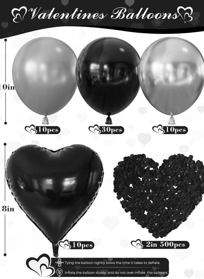 Haolongfa Black I Love You Balloons Kit, Large Foil Black Heart Balloons with Love Letter Banner Balloon, Modern Valentines Day Decorations for Romantic Surprise, Anniversary, Proposal - Image 2