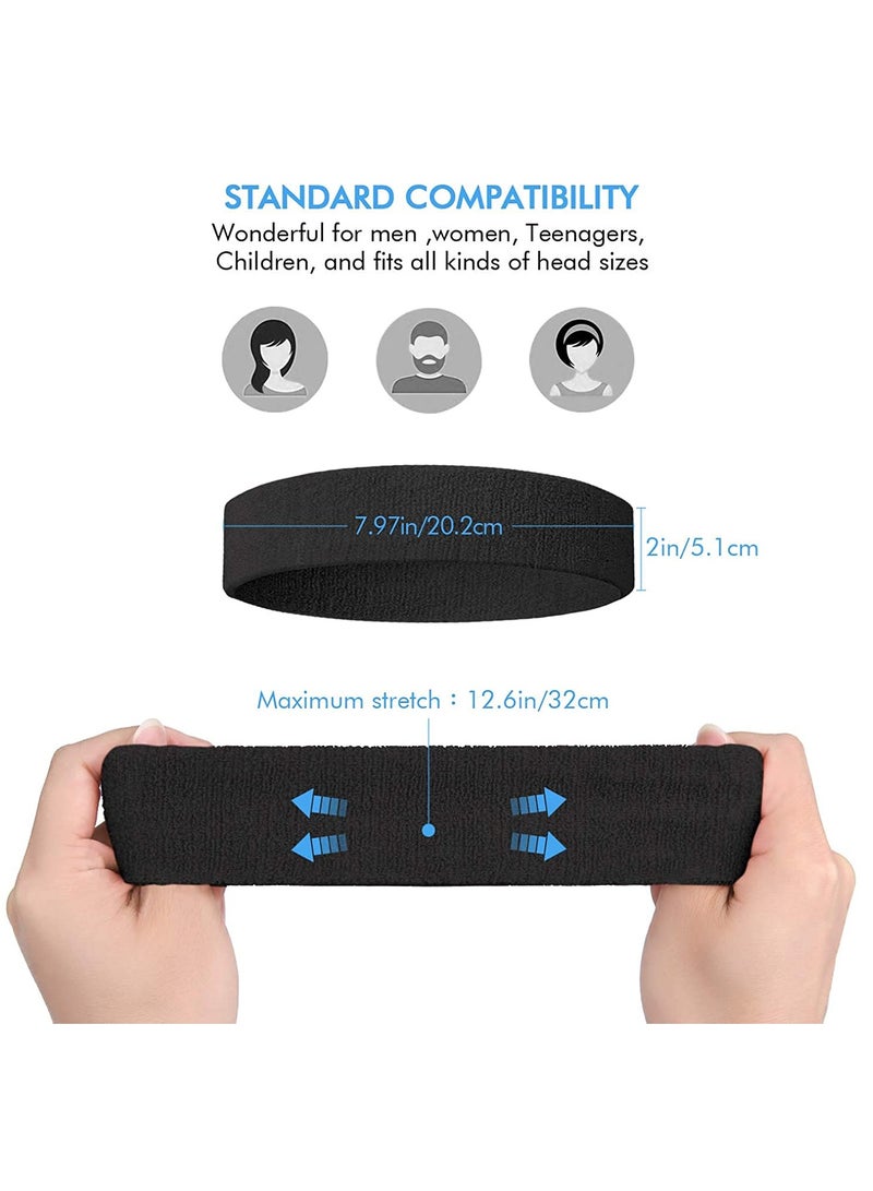 إسكدنيا Sweatbands Sports Headband for Men  Women - Moisture Wicking Athletic Cotton Terry Cloth Sweatband for Tennis, Basketball, Running, Gym, Working Out - Image 3