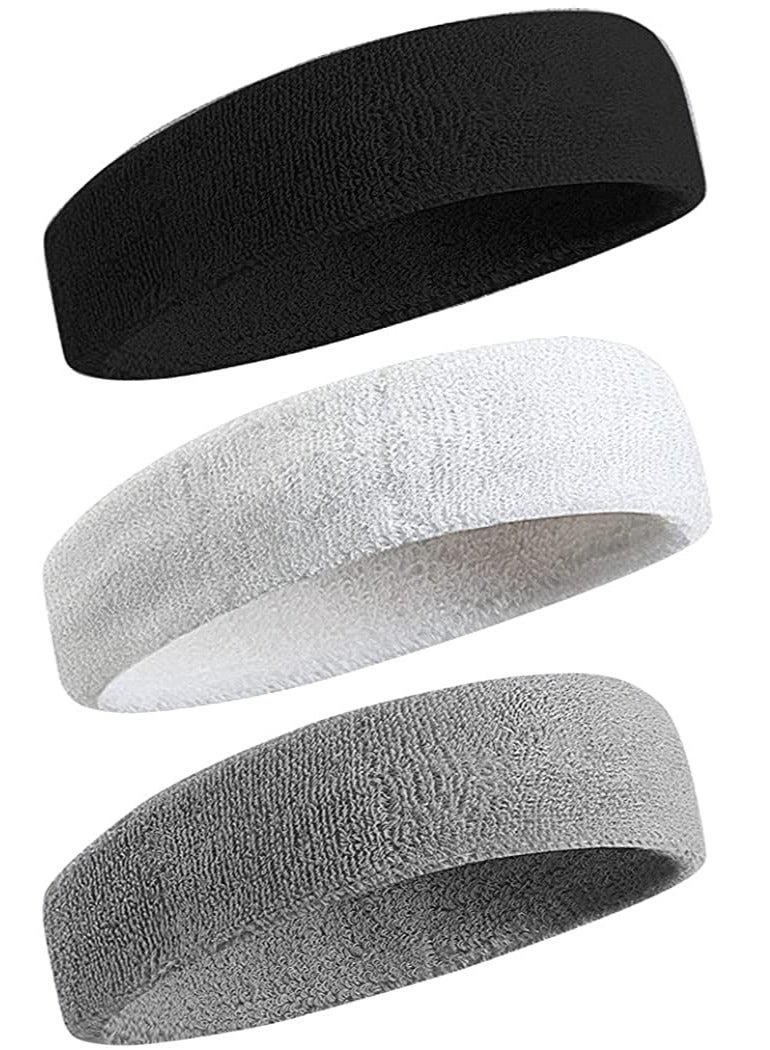 إسكدنيا Sweatbands Sports Headband for Men  Women - Moisture Wicking Athletic Cotton Terry Cloth Sweatband for Tennis, Basketball, Running, Gym, Working Out - Image 1