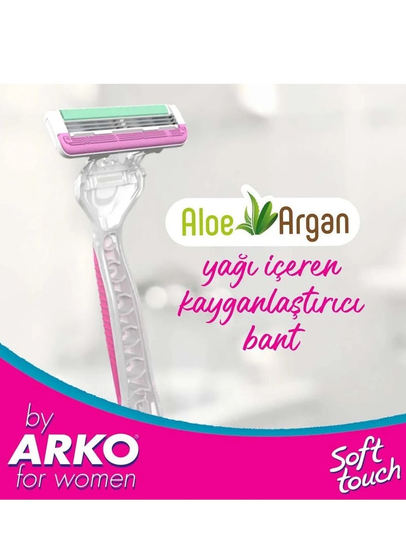 Two Piece Of Soft Touch W3 Triple Blade Razor Aloe Argan