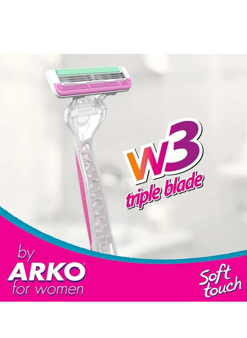 Two Piece Of Soft Touch W3 Triple Blade Razor Aloe Argan