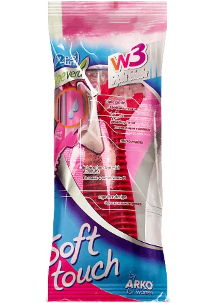 Arko - Two Piece Of Soft Touch W3 Triple Blade Razor Aloe Argan - Image 1