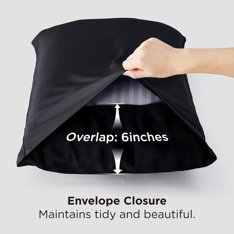 Bedsure Cooling Pillow Case Queen Size 2 Pack - Rayon Made from Bamboo, Black Chill Pillowcase, Soft & Breathable Pillow Covers with Envelope Closure, Gift for Hot Sleepers in Summer, 20x30 Inches - Image 5
