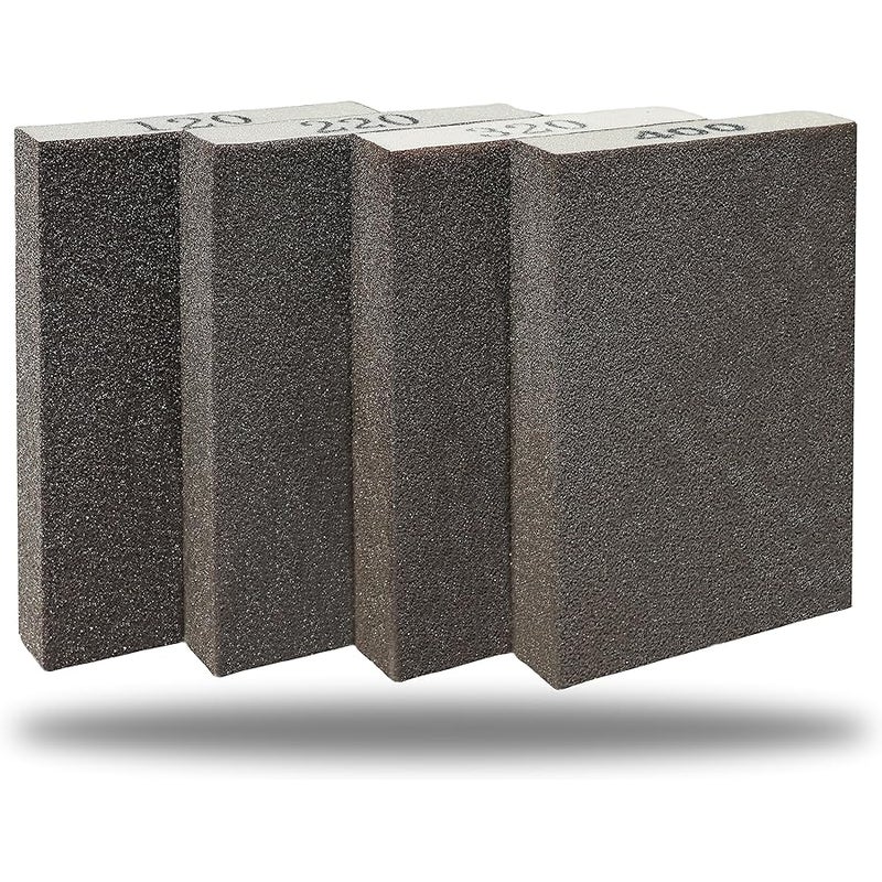 SACKORANGE Sanding Sponge Set -120 220 320 400 Grit- Coarse Medium Fine Grit Sanding Block, Sander Sponges for Wood-Working Drywall Metal, Washable and Reusable Sponge for Rust Removal Polishing (4 Pack) - Image 1