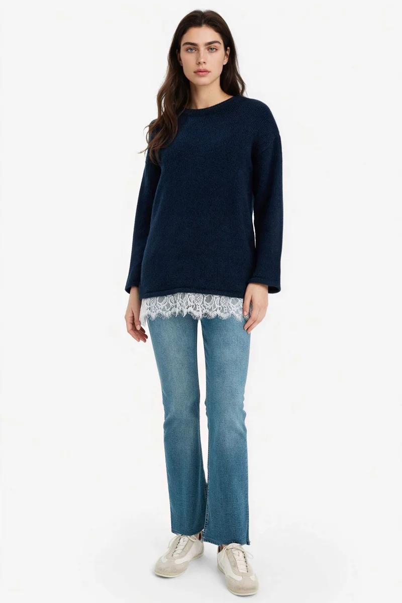 ديفاكتو Regular Fit Crew Neck Pullover