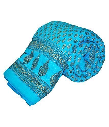 SVT Traditional Famous Jaipuri Beautiful Floral Print in Sky Blue Jaipuri Rajai/Razai/Quilt Single/Single Bed Quilt/Comforter/AC Quilt/AC Comforter - Image 2