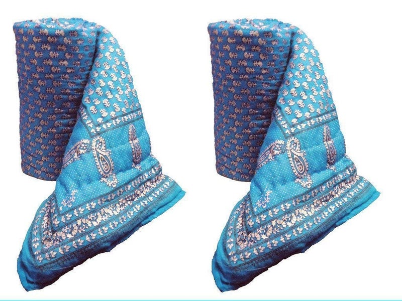 SVT Traditional Famous Jaipuri Beautiful Floral Print in Sky Blue Jaipuri Rajai/Razai/Quilt Single/Single Bed Quilt/Comforter/AC Quilt/AC Comforter - Image 3