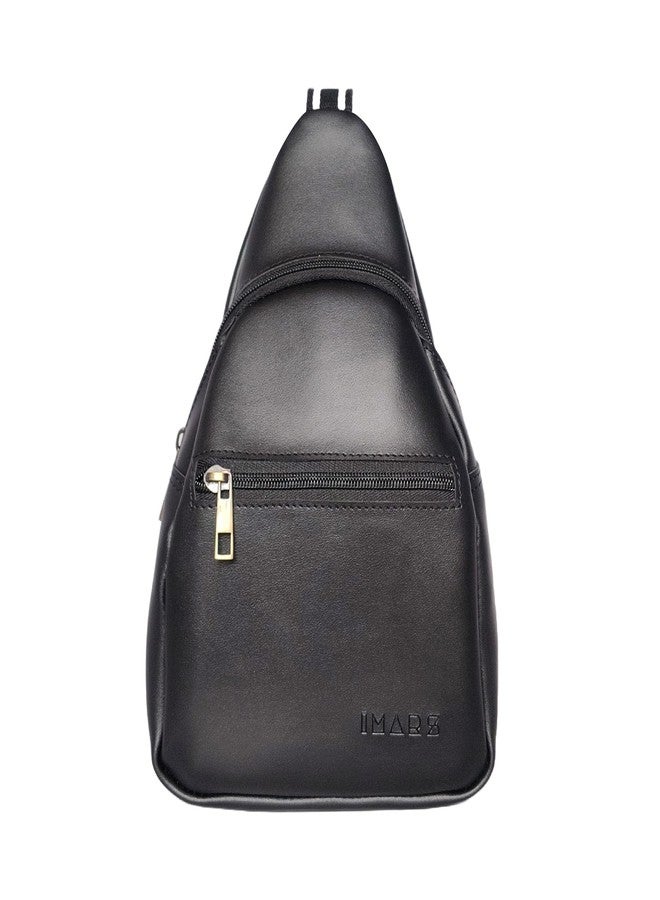 IMARS Black & White Vegan Leather Sling Backpack for Men | Stylish Crossbody & Shoulder Bag for Travel, Casual & Daily Use - Image 3