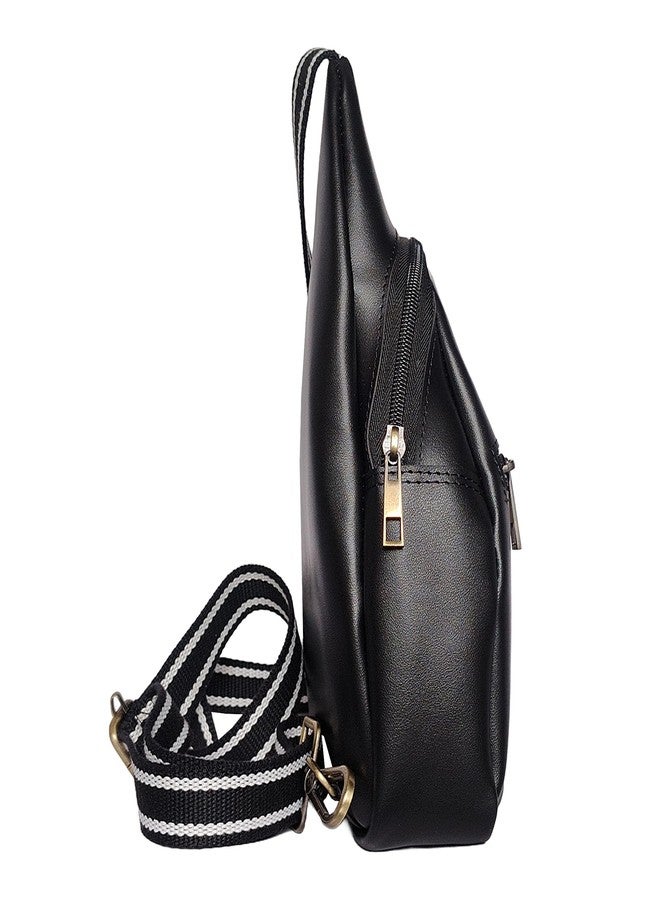 IMARS Black & White Vegan Leather Sling Backpack for Men | Stylish Crossbody & Shoulder Bag for Travel, Casual & Daily Use - Image 5