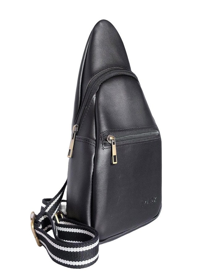 IMARS Black & White Vegan Leather Sling Backpack for Men | Stylish Crossbody & Shoulder Bag for Travel, Casual & Daily Use - Image 4