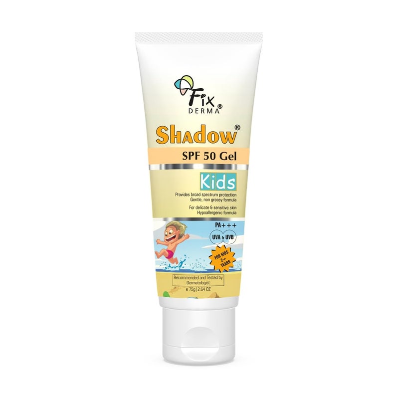 Fixderma Shadow Sunscreen SPF 50 Gel for Kids PA  Broad Spectrum Sunscreen for UVA  UVB ProtectionNon Greasy  Water Resistant  75gm - Image 2