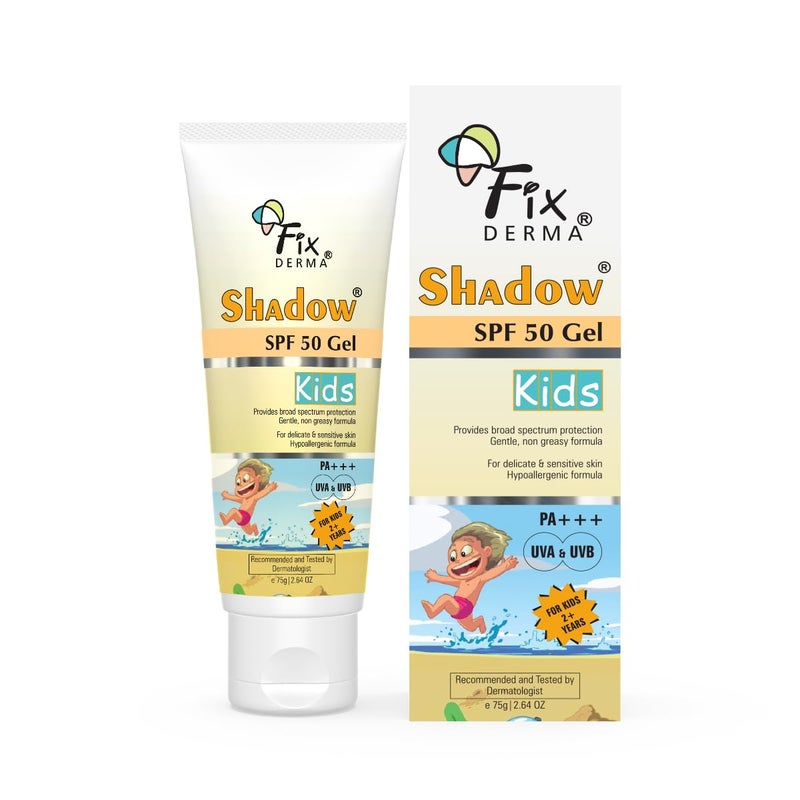 Fixderma Shadow Sunscreen SPF 50 Gel for Kids PA  Broad Spectrum Sunscreen for UVA  UVB ProtectionNon Greasy  Water Resistant  75gm - Image 1