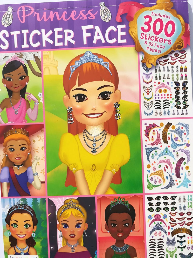 Bendon Princess Sticker Face 300 Stickers and 32 Face Pages (Cover design may vary) - Image 1