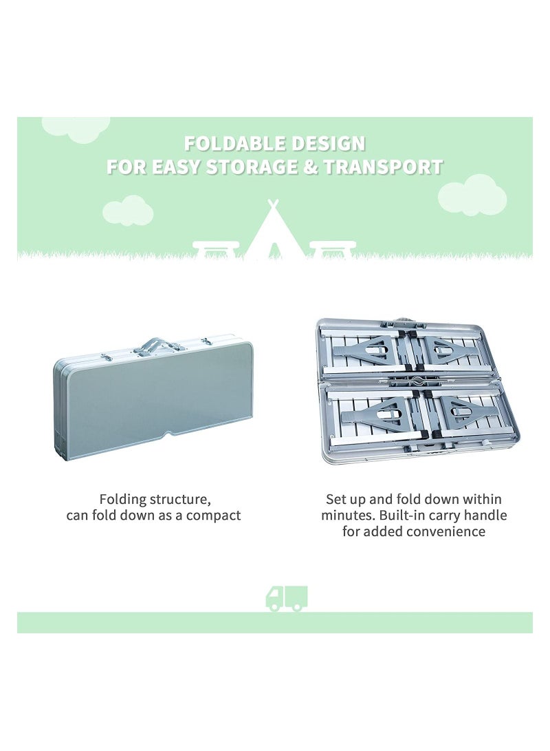 DubaiGallery Outdoor Aluminum Portable Folding Camp Suitcase Picnic Table with 4 Seats, Silver  - Image 5