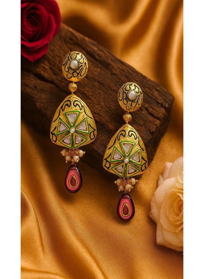JFL - Stunner Designer One Gram Gold Plated Diamond Purple Earring for Women,Valentine - Image 2