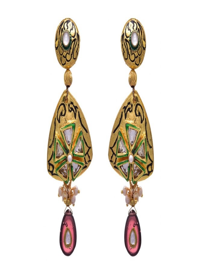 JFL - Stunner Designer One Gram Gold Plated Diamond Purple Earring for Women,Valentine - Image 1