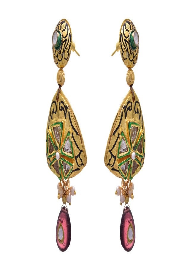 JFL - Stunner Designer One Gram Gold Plated Diamond Purple Earring for Women,Valentine - Image 3