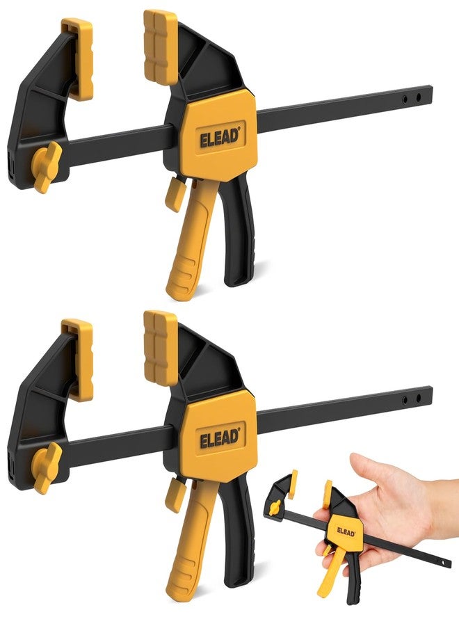 ELEAD مشابك قضبان صغيرة 6 بوصات لأعمال النجارة، مشبك/موزع F بيد واحدة من قطعتين، مشبك خشب بحد أقصى للحمل 75 رطلاً، مشابك قبضة سريعة الفك لأعمال النجارة على الطاولات، أدوات خفيفة الوزن - Image 1