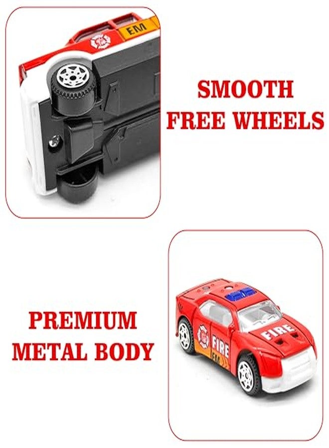 VGRASSP 1:64 Scale Mini Die Cast Alloy Metal Fire Department Vehicle Toy Set for Kids - Free Wheels Pretend Play Emergency Rescue Toy Cars for Boys and Girls - Set of 5 - Image 4