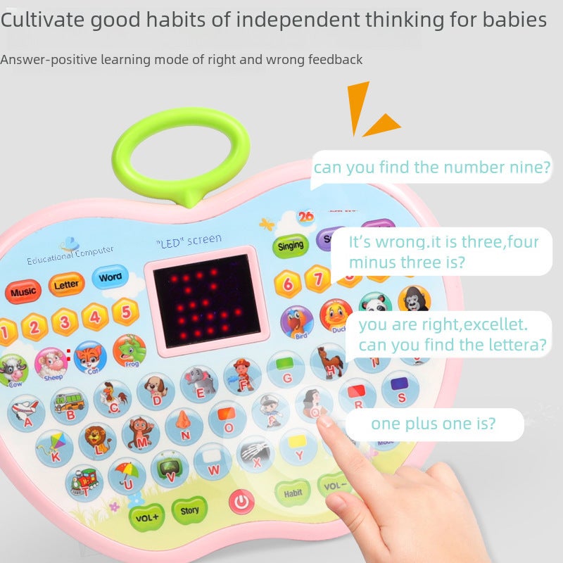 Cross-border Children's led Screen English Apple Learning Tablet Large Capacity Point Reading Early Education Story Machine Toy(LED screen Apple learning machine) - Image 5