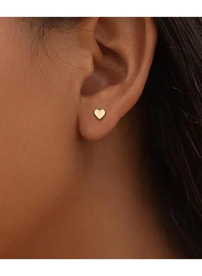 ُTablouhaty Modern Gold-Tone Heart Stud Earrings – Elegant Petite Polished Romantic Heart Studs for Women - Image 3