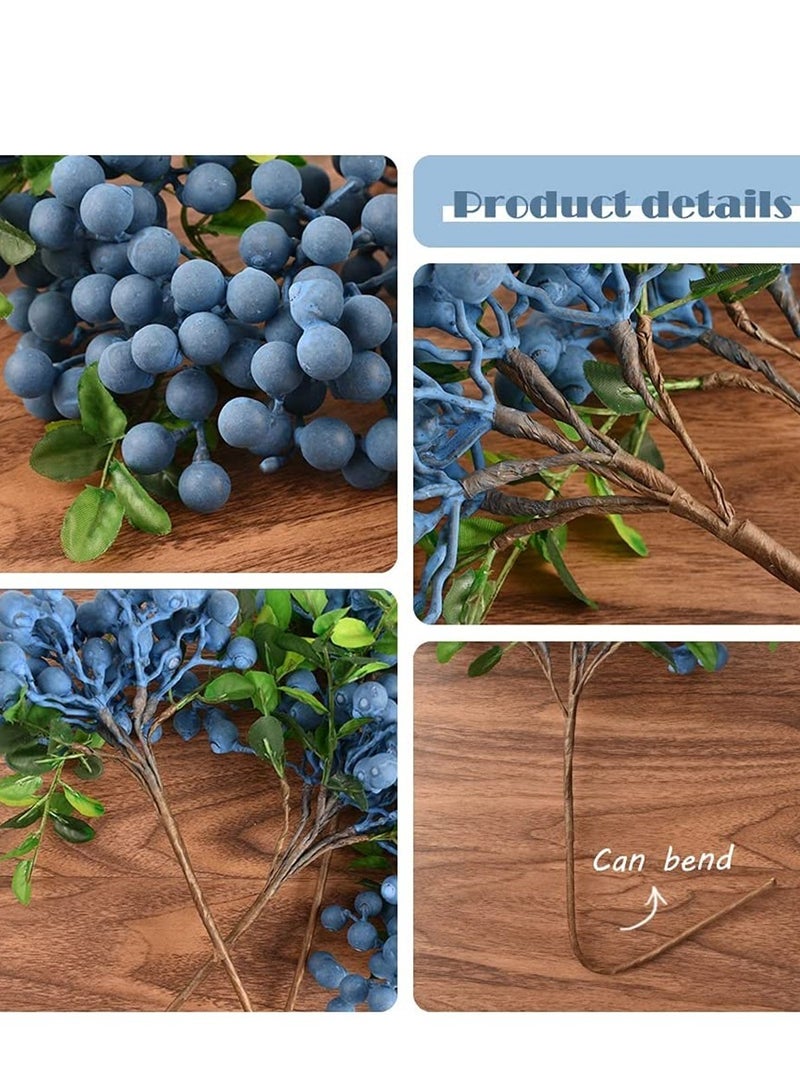 Generic Lifelike Artificial Blueberries - 4Pcs Blue Simulation Fruits for Wedding DIY, Bridal Bouquets, Home Kitchen & Party Decorations  - Image 4