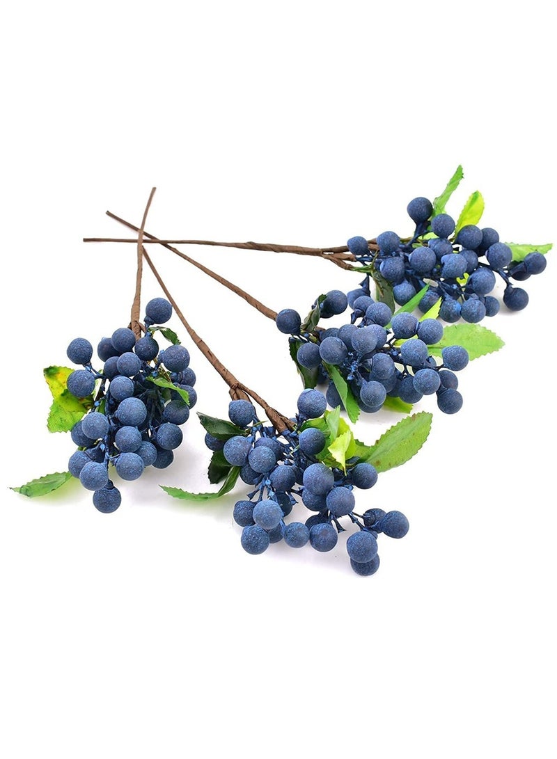 Generic Lifelike Artificial Blueberries - 4Pcs Blue Simulation Fruits for Wedding DIY, Bridal Bouquets, Home Kitchen & Party Decorations  - Image 1