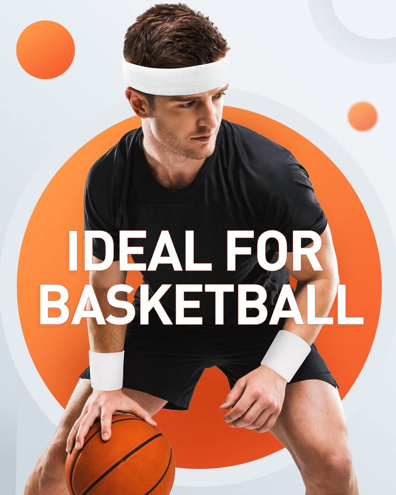 Tanluhu Sweatbands Sport Headbands for Working Out, Execise, Tennis, Basketball, Running - Terry Cloth Athletic Sweat Cotton Headband Outdoor for Men & Women - Image 4