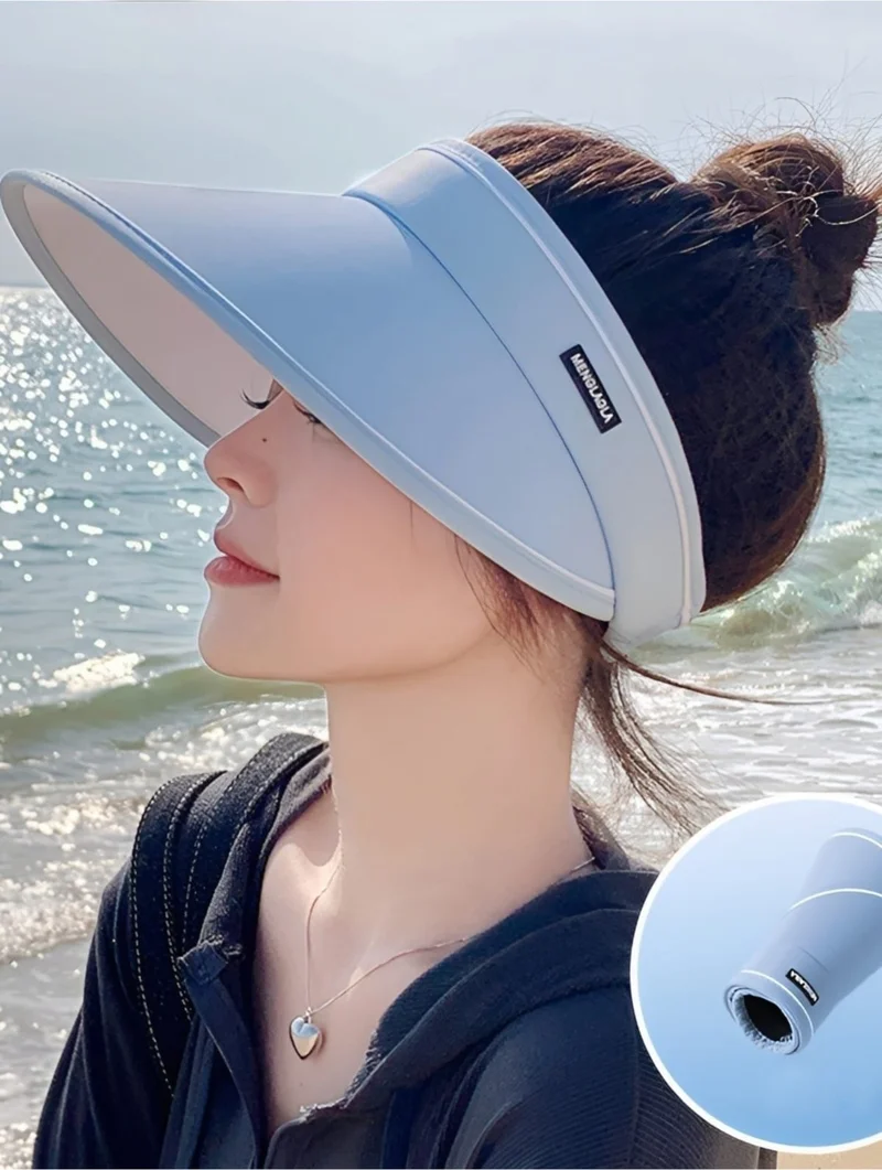 تيزجيلسين Women's Wide Brim UV Protected Adjustable Visor Hat
