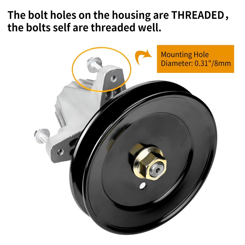 UP2WIN 918-04822B Spindle Assembly Compatible with Craftsman Cub Troy Bilt Pony Bronco 42" Mower Deck Tractor Riding Mower, Come with All The Mounting Hardware Including Threaded Bolt - Image 4