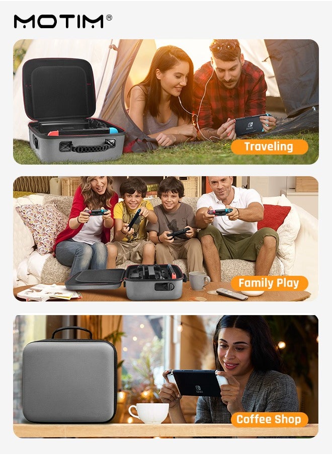 Motim - Switch Carrying Case for Nintendo Switch and Switch OLED Model, Gaming Storage Hard Bag with 21 Game Cards, Cross-Body Travel Bag Suitcase Rugged for Switch Console and Accessories, Waterproof, Large Capacity - Image 1