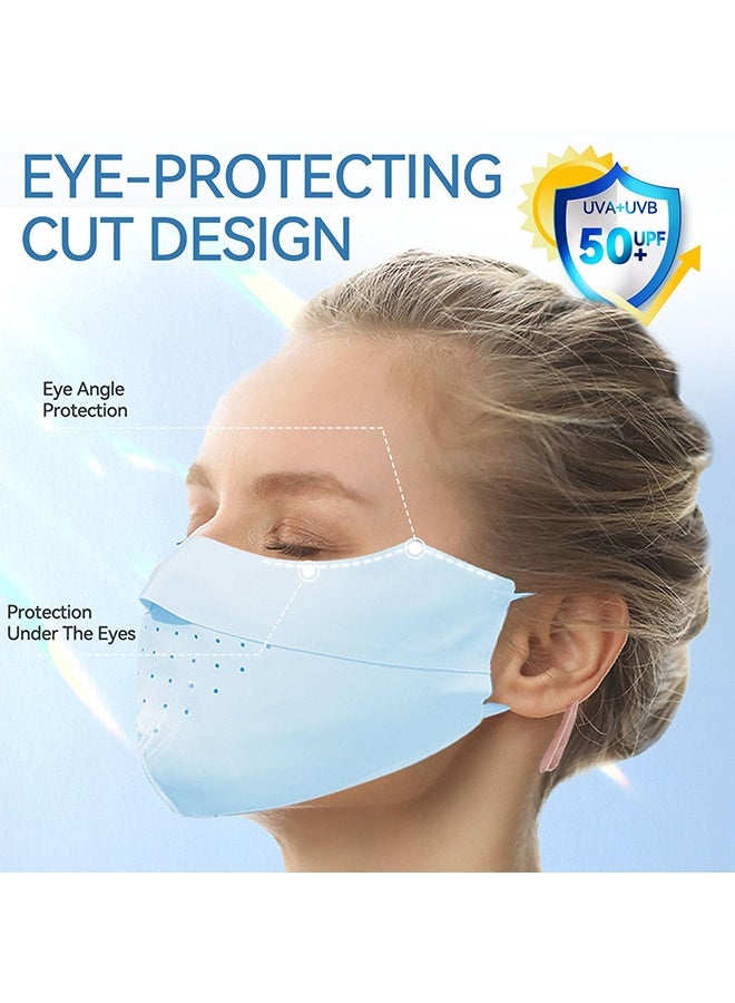 Wffo 5 Pcs Breathable Ice Silk Face Masks Set - UV Face Mask - Sun Protection - Sports Face Mask - Breathable Mesh Face Cover - Dust Proof Sun Protection Fabric Face Covering - Washable, Reusable - for Running Fishing Golf Sports Face Shield (Blue) - Image 4