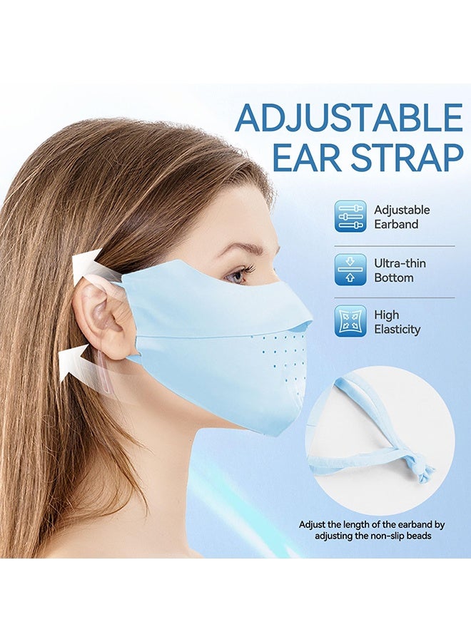 Wffo 5 Pcs Breathable Ice Silk Face Masks Set - UV Face Mask - Sun Protection - Sports Face Mask - Breathable Mesh Face Cover - Dust Proof Sun Protection Fabric Face Covering - Washable, Reusable - for Running Fishing Golf Sports Face Shield (Blue) - Image 5