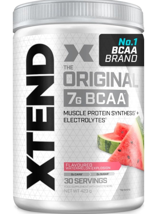 SCIVATION XTEND Original BCAA Powder Watermelon Explosion 30 Servings | 7g BCAAs Per Serving | Sugar Free Branched Chain Amino Acids and Electrolytes Powder for Post Workout Muscle Recovery and Hydration - Image 1